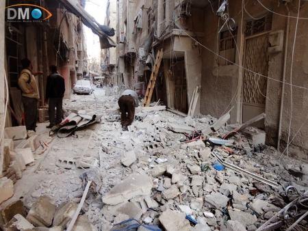 جانب من الدمار الذي خلفه طيران الأسد